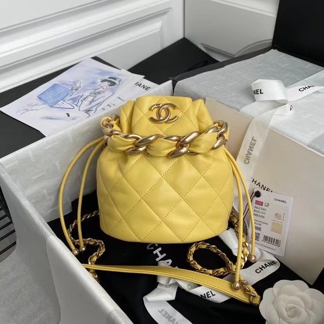 chanel mini Lambskin tote AS2390 yellow