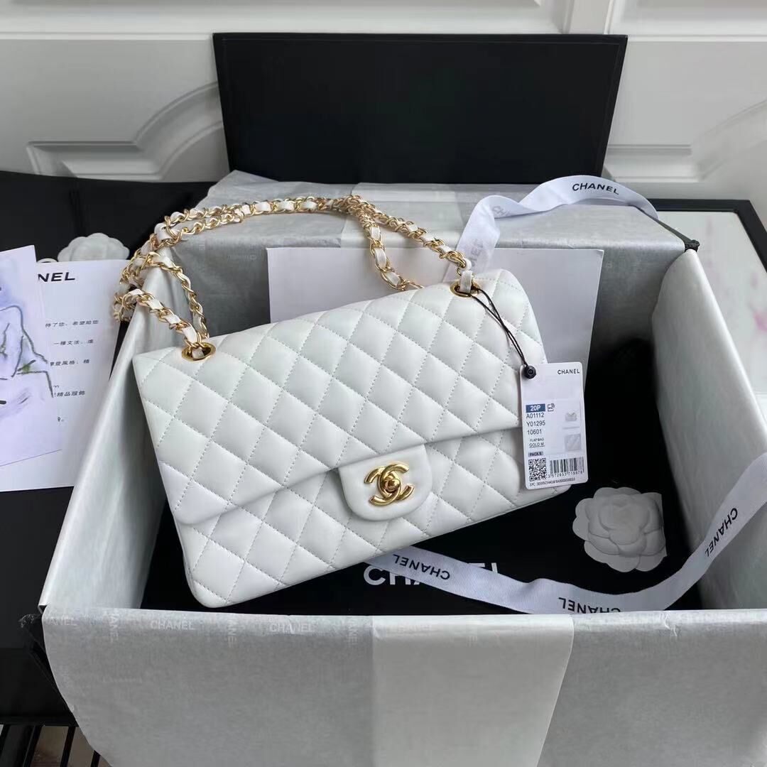 Chanel 2.55 Series Flap Bag Original Sheepskin Leather A1112 White