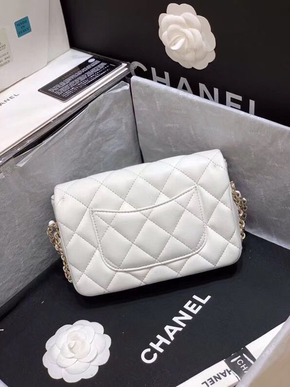 Chanel Flap Original Sheepskin Leather mini pearl cross-body bag cf1116 White