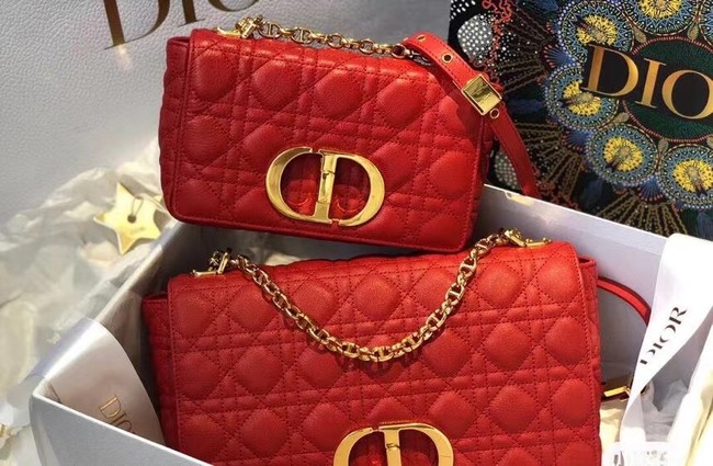 Dior SMALL DIOR CARO BAG red Soft Cannage Calfskin M9241