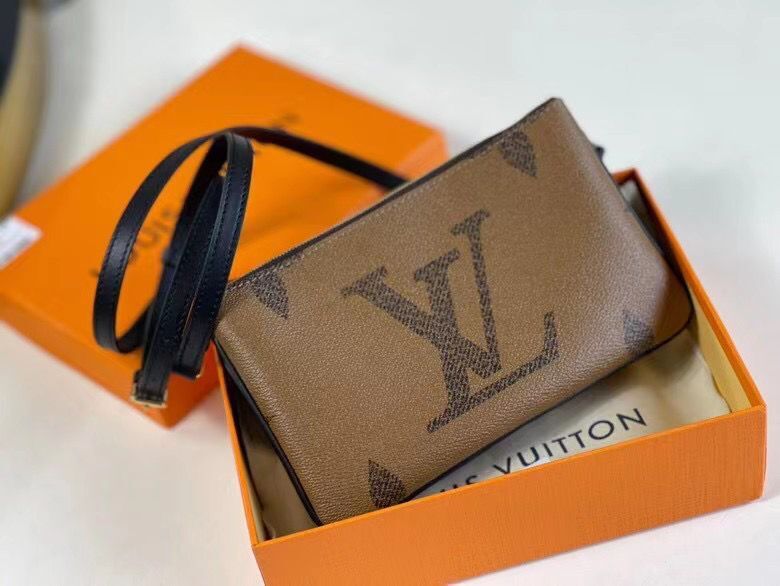 Louis Vuitton Double Zip Pochette Bag M69203 Brown