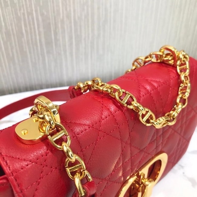 Dior SMALL DIOR CARO BAG Soft Cannage Calfskin M9241 red