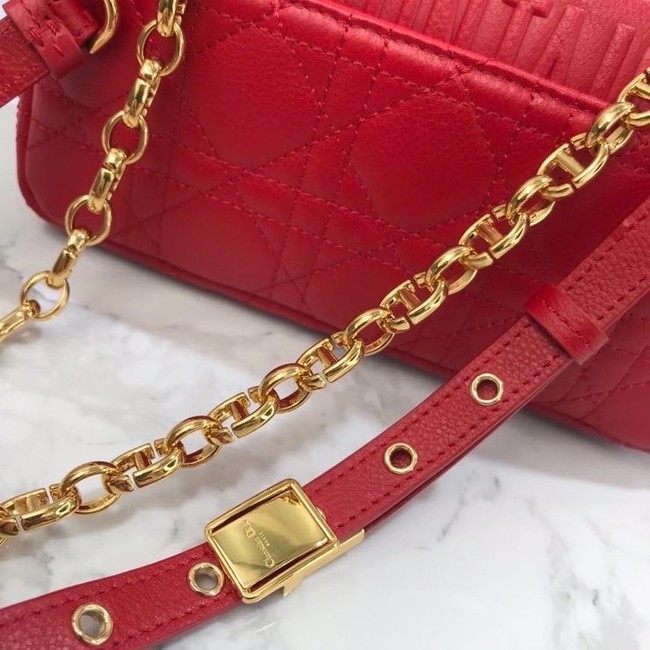 Dior SMALL DIOR CARO BAG Soft Cannage Calfskin M9241 red