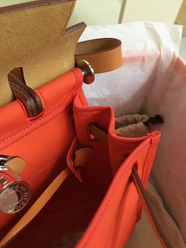 Hermes mini Herbag Original Canvas Leather & Calfskin 45987 orange&brown