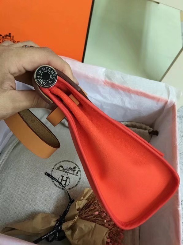 Hermes mini Herbag Original Canvas Leather & Calfskin 45987 orange&brown