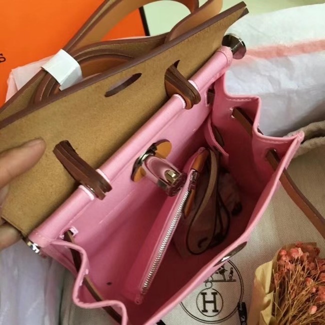 Hermes mini Herbag Original Canvas Leather & Calfskin 45987 pink&brown