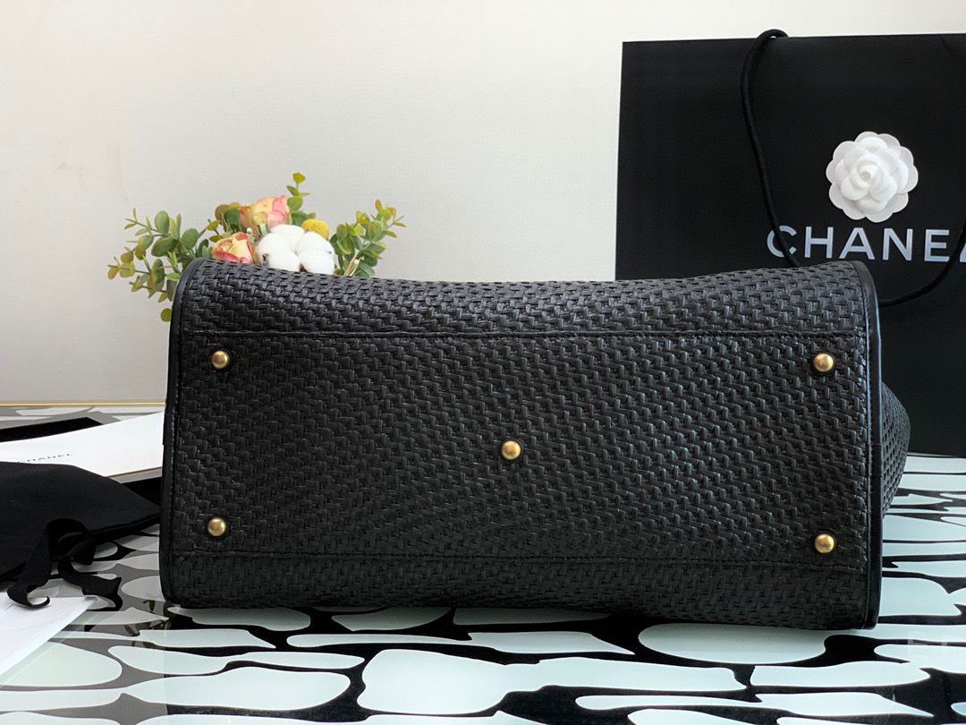 Chanel Large Weave Shopping Bag A66942 Black