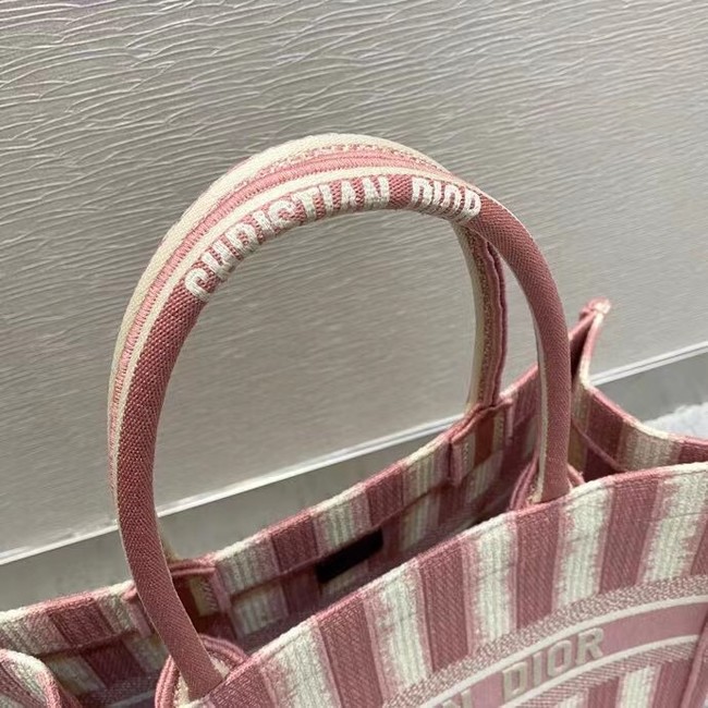 DIOR BOOK TOTE Pink D-Stripes Embroidery M1287