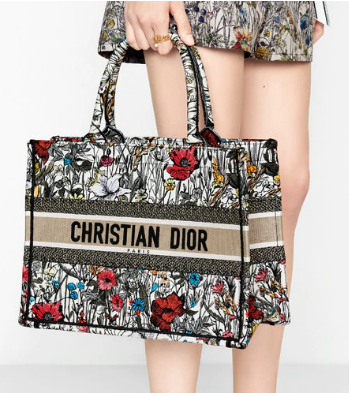 Medium DIOR BOOK TOTE Multicolor Mille Fleurs Embroidery M1296Z