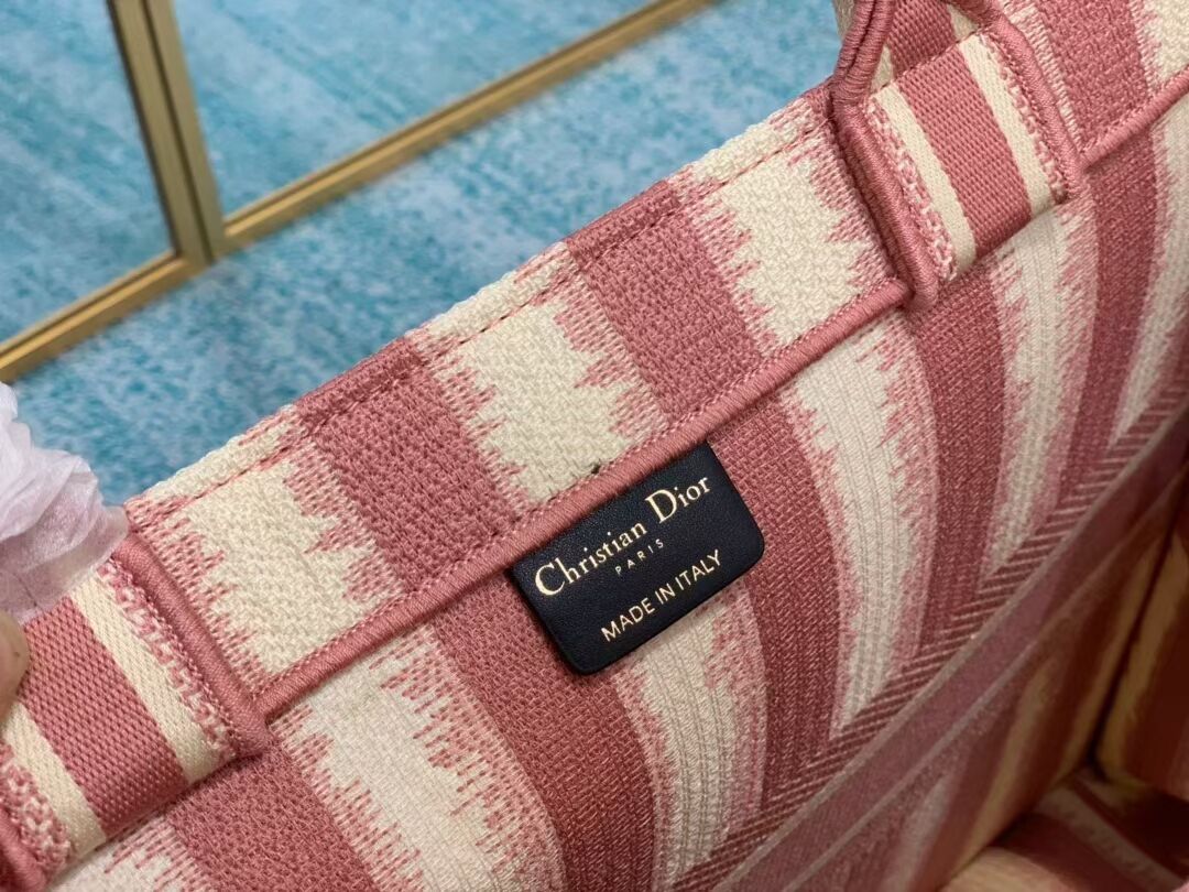 DIOR BOOK TOTE D-Stripes Embroidery M1286 Pink