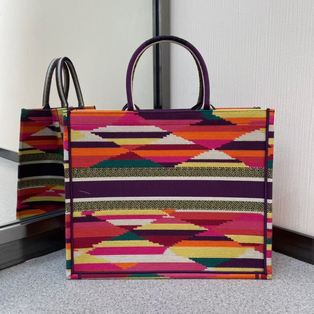 DIOR BOOK TOTE Multicolor D-Stripes Embroidery M1286Z