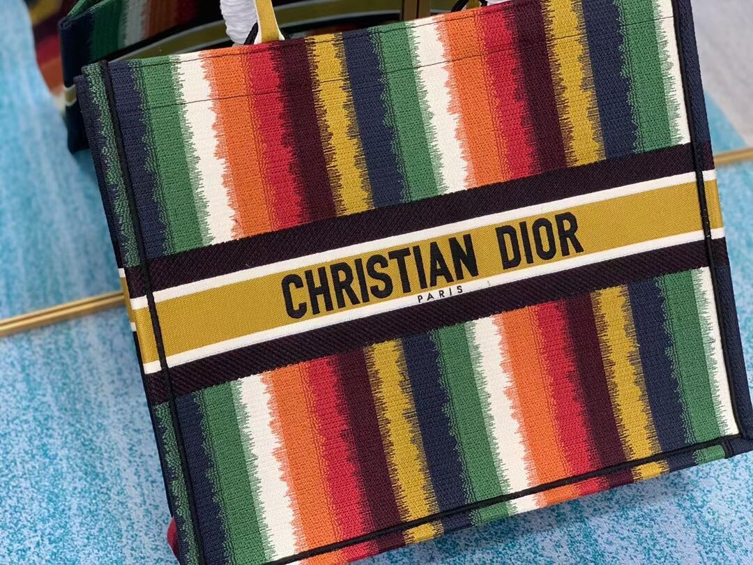 DIOR BOOK TOTE Multicolor D-Stripes Embroidery M1286Z