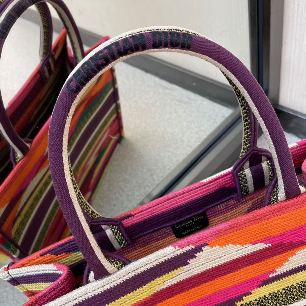 DIOR BOOK TOTE Multicolor D-Stripes Embroidery M1287Z