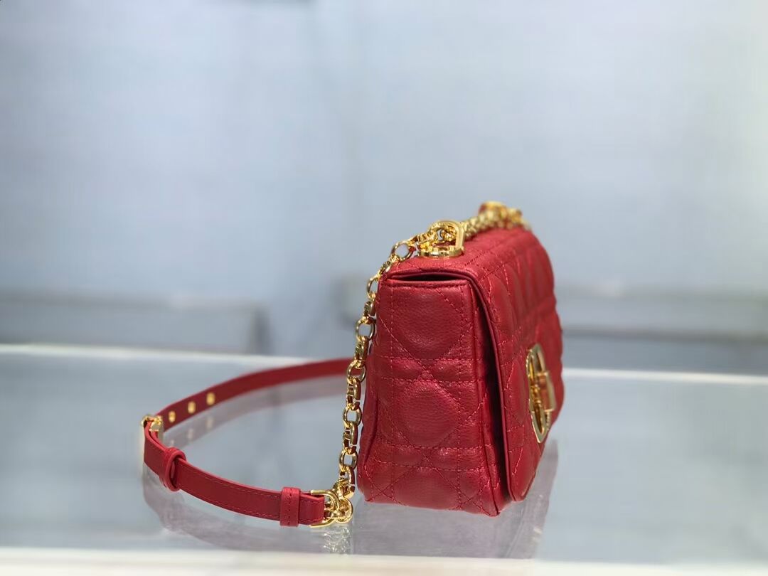 Dior SMALL DIOR CARO BAG Soft Cannage Calfskin M9241 red