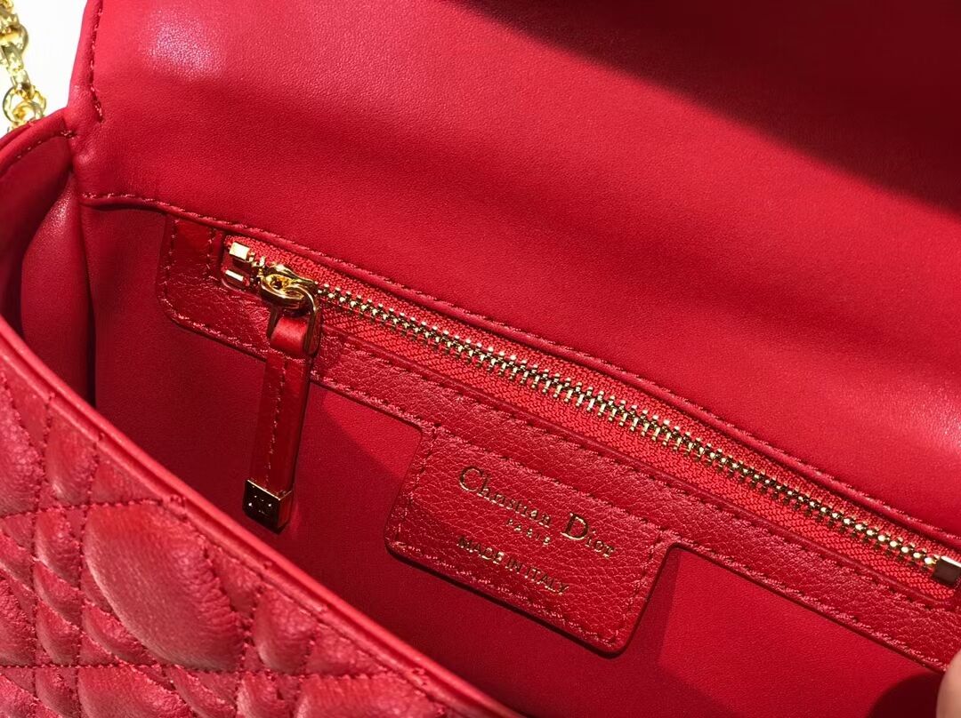 Dior SMALL DIOR CARO BAG Soft Cannage Calfskin M9241 red