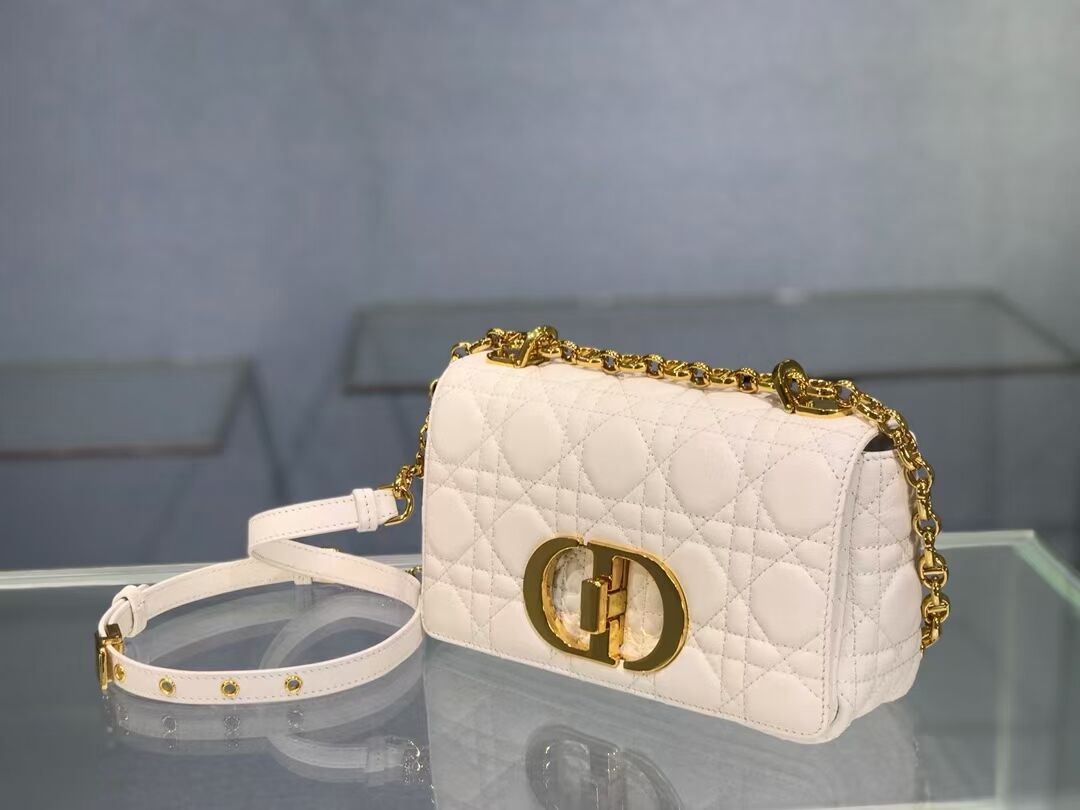 Dior SMALL DIOR CARO BAG Soft Cannage Calfskin M9241 white