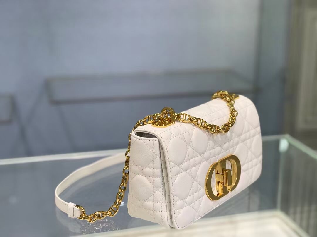 Dior SMALL DIOR CARO BAG Soft Cannage Calfskin M9241 white