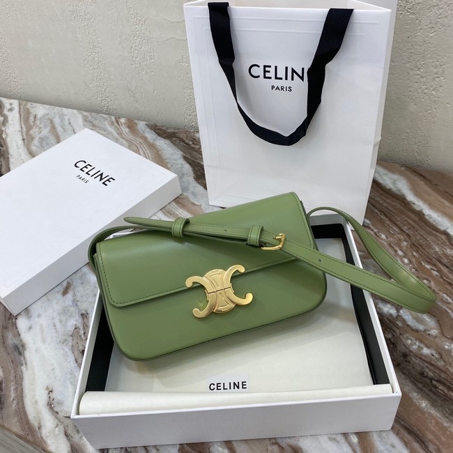 Celine TRIOMPHE SHOULDER BAG IN NATURAL CALFSKIN 194143 green