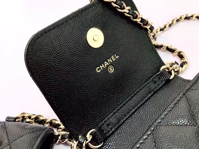 chanel card holder with chain & Gold-Tone Metal AP2033 black