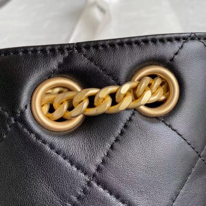 Chanel Lambskin bucket bag AS2381 black