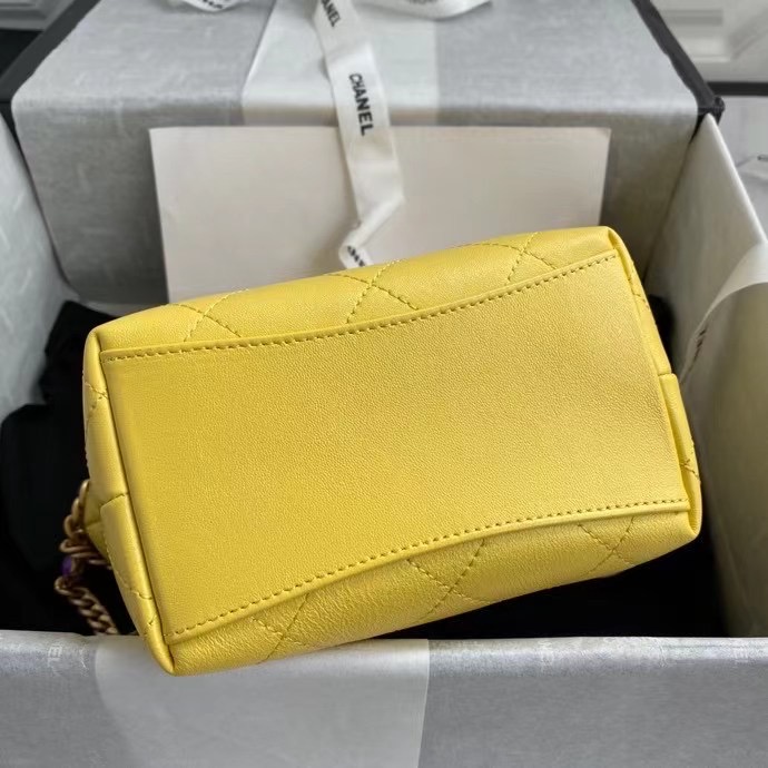 Chanel Lambskin bucket bag AS2381 yellow