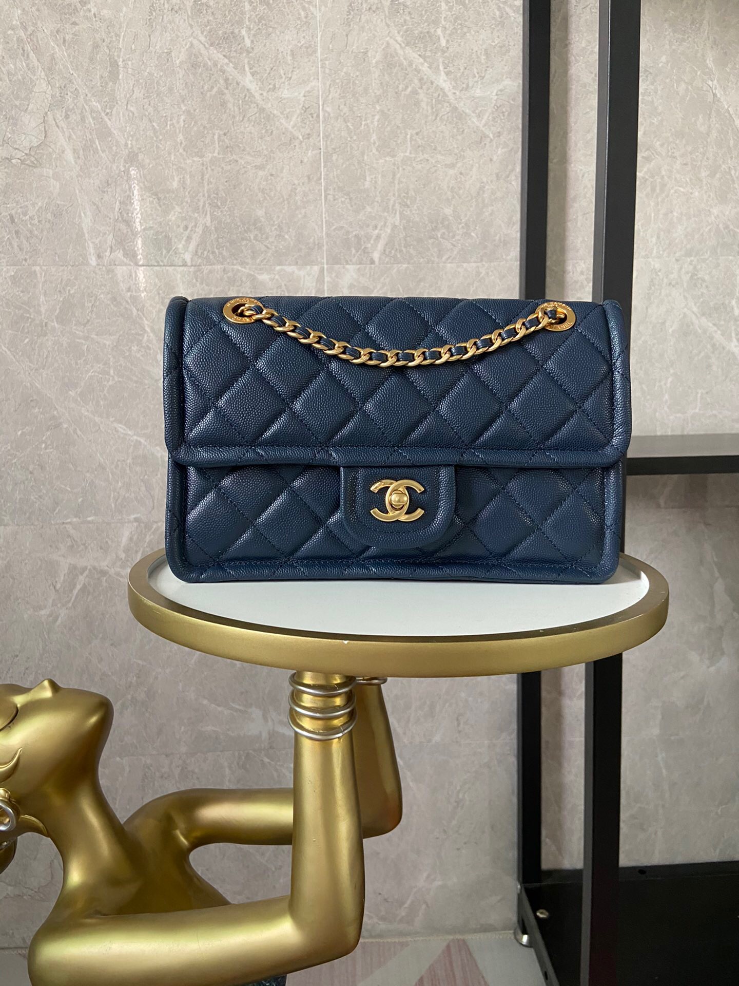 Chanel flap bag Grained Calfskin AS2357 Royal Blue