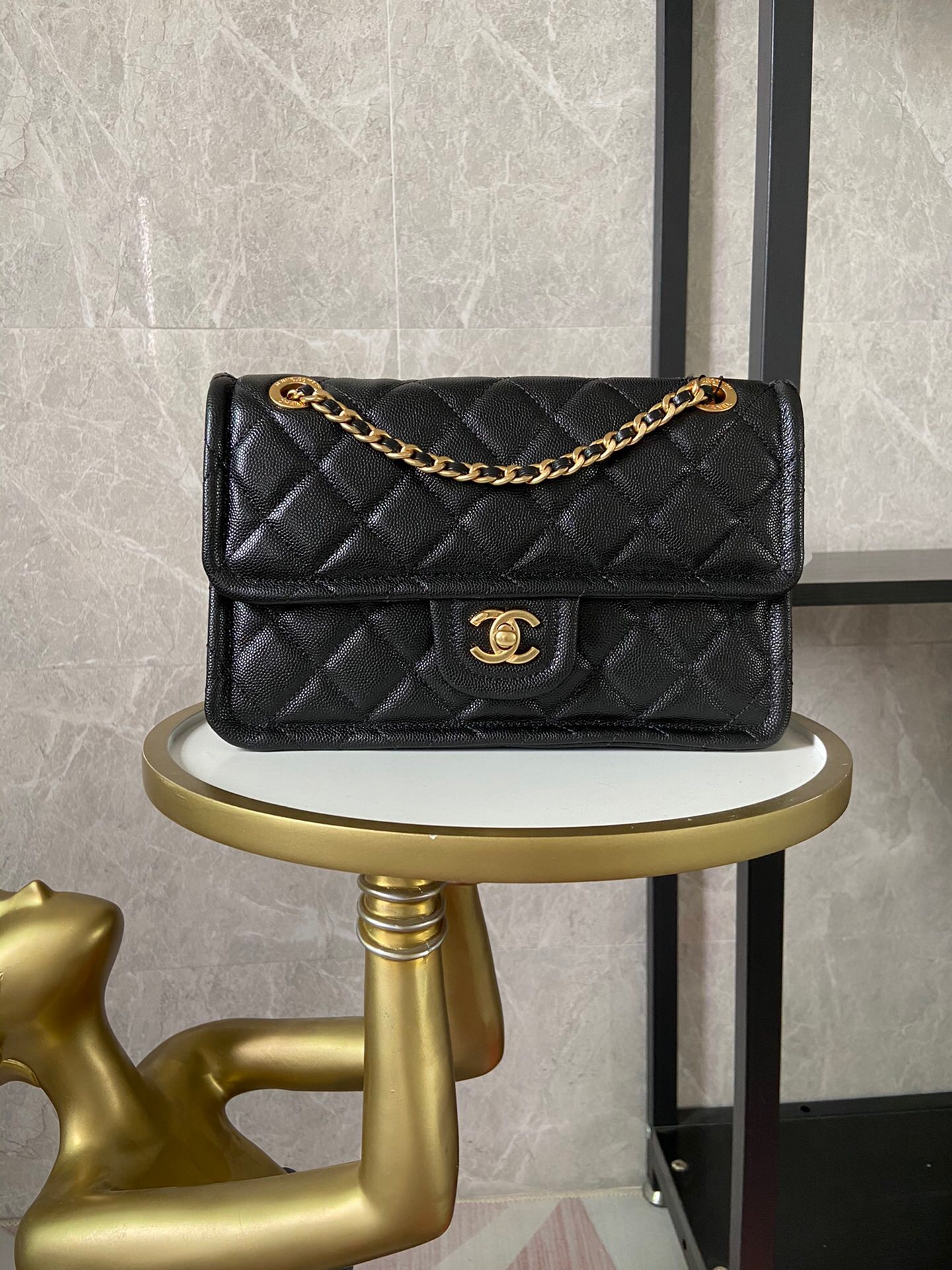 Chanel flap bag Grained Calfskin AS2357 black