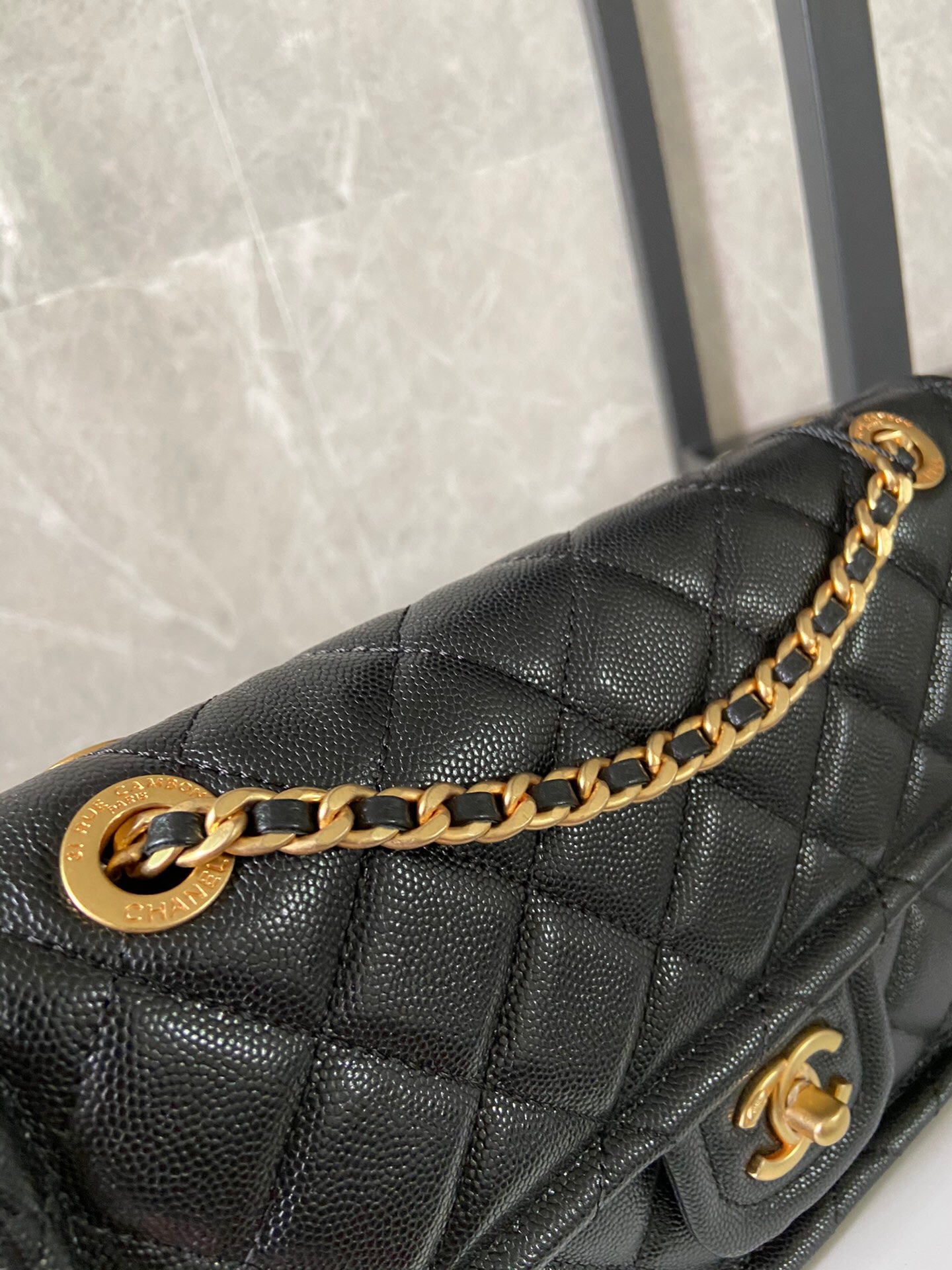 Chanel flap bag Grained Calfskin AS2357 black