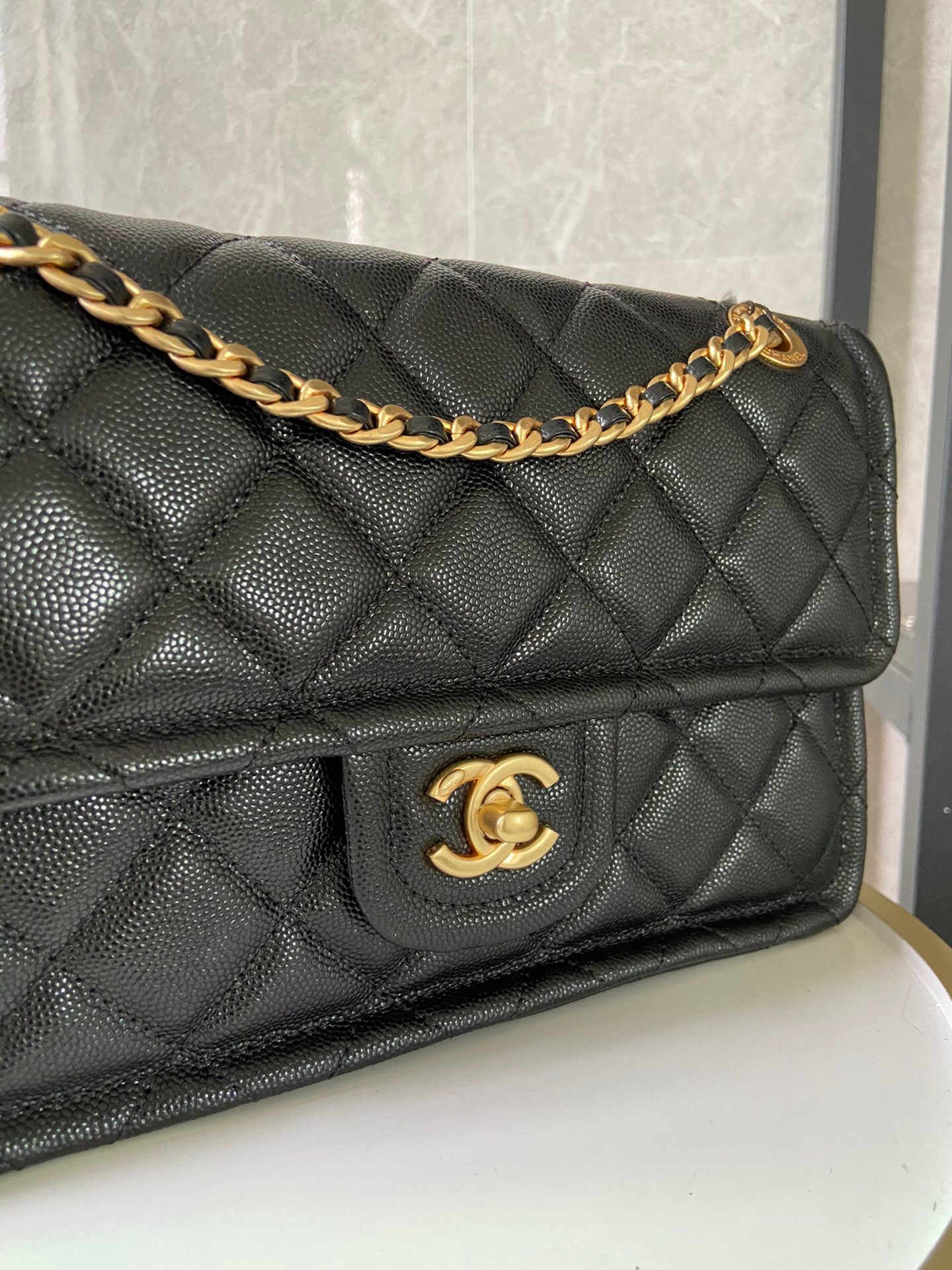 Chanel flap bag Grained Calfskin AS2357 black