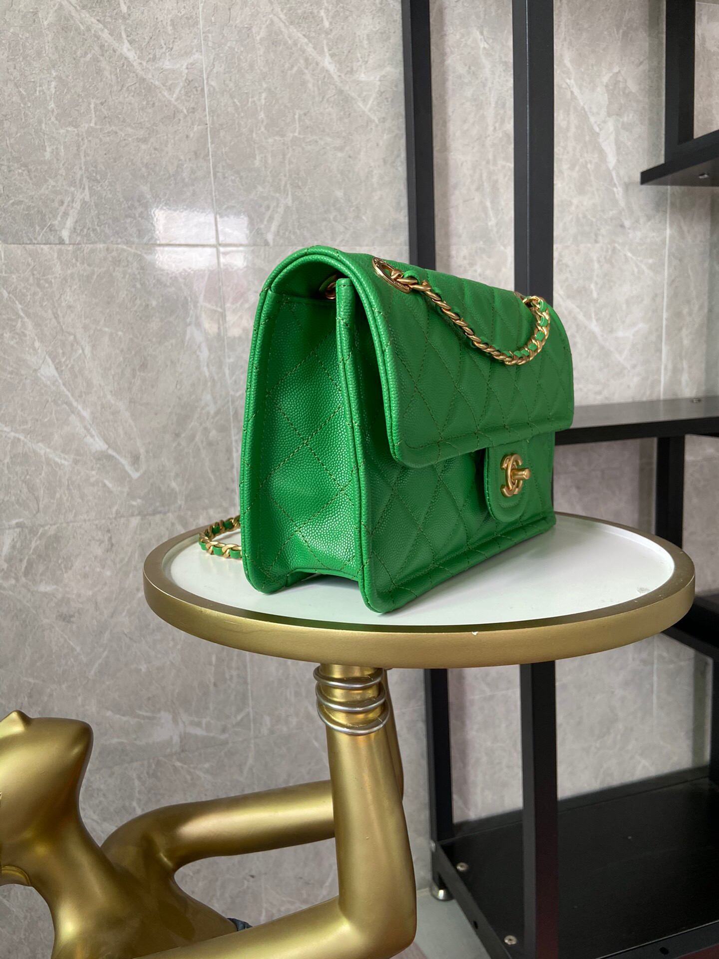 Chanel flap bag Grained Calfskin AS2357 green