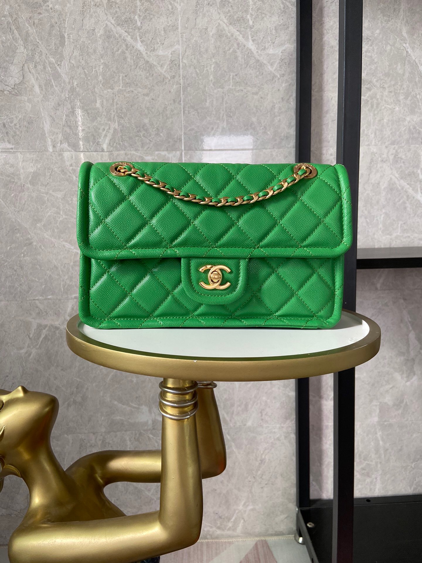 Chanel flap bag Grained Calfskin AS2357 green