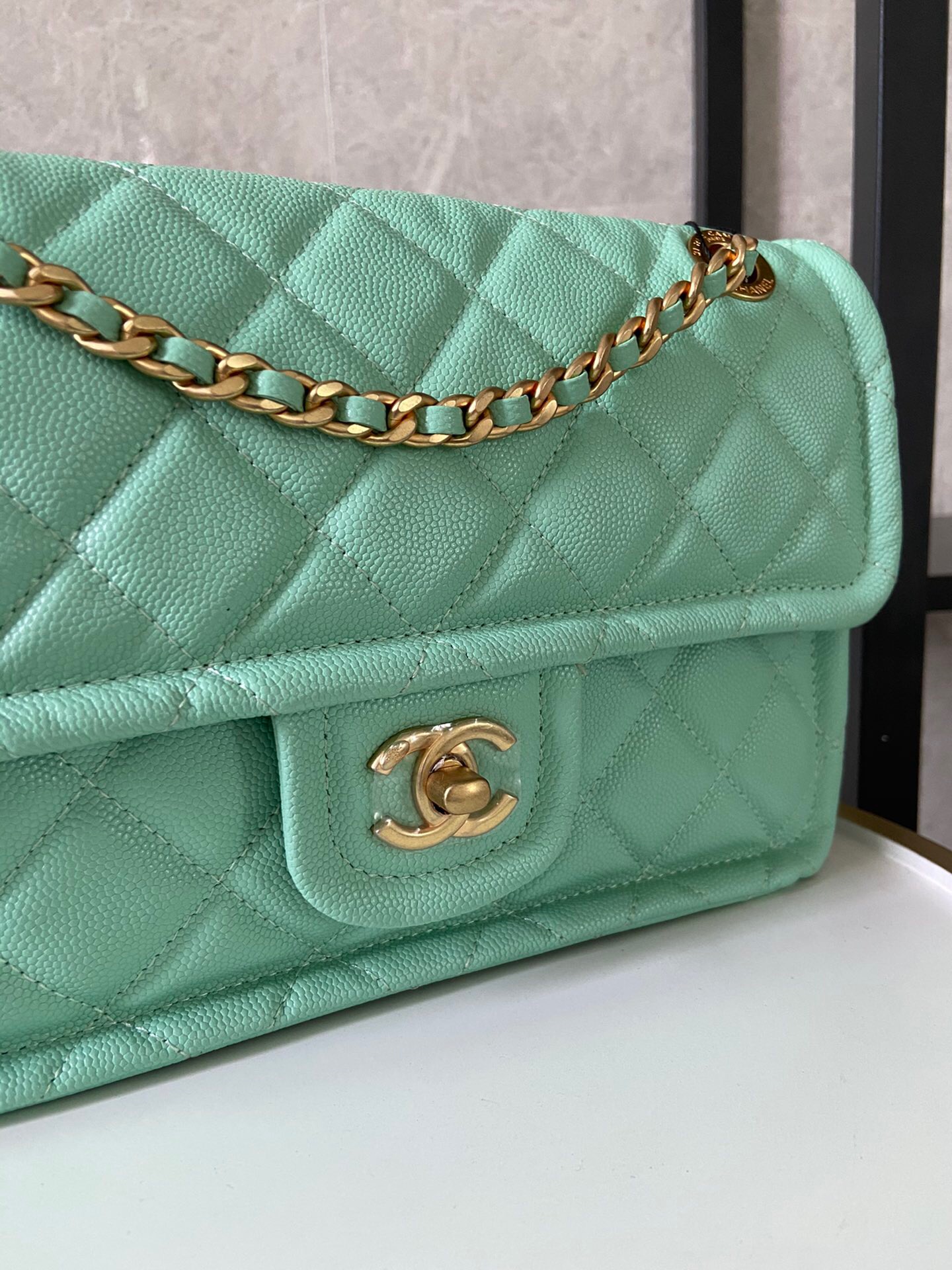 Chanel flap bag Grained Calfskin AS2357 light green