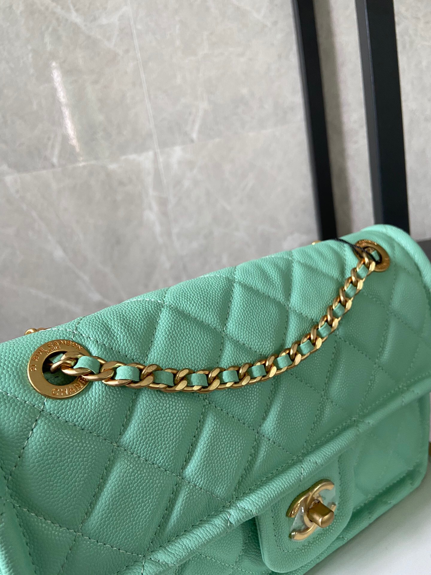 Chanel flap bag Grained Calfskin AS2357 light green