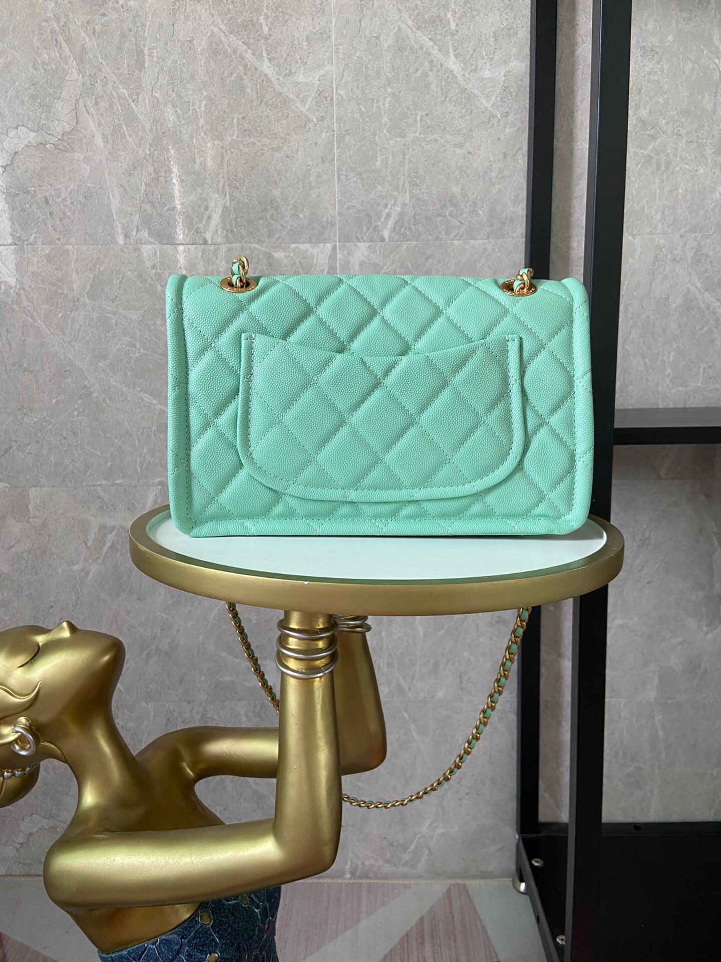 Chanel flap bag Grained Calfskin AS2357 light green