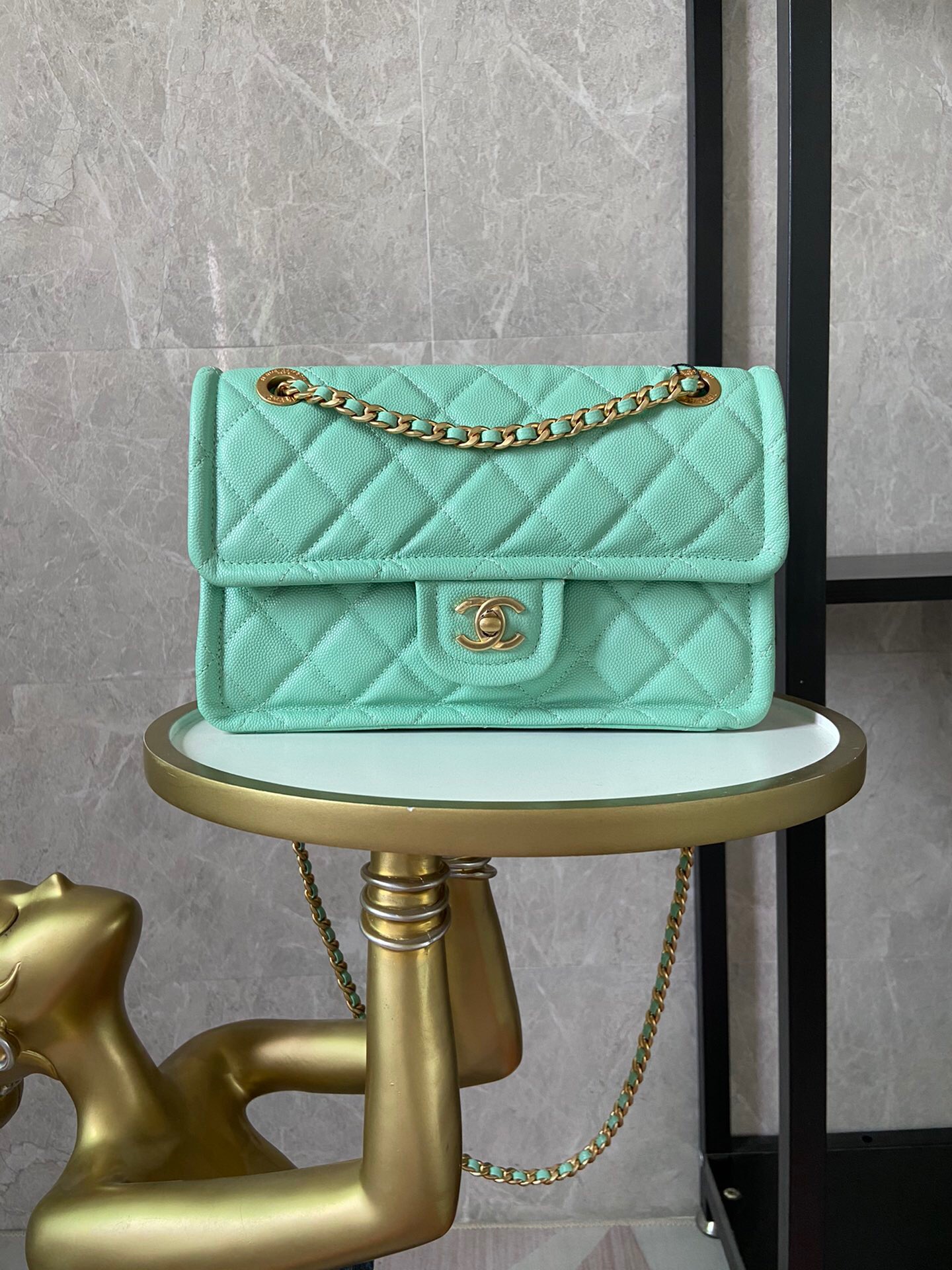 Chanel flap bag Grained Calfskin AS2357 light green