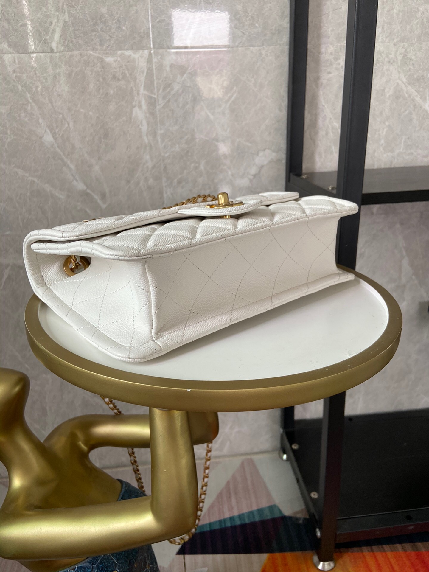 Chanel flap bag Grained Calfskin AS2357 white