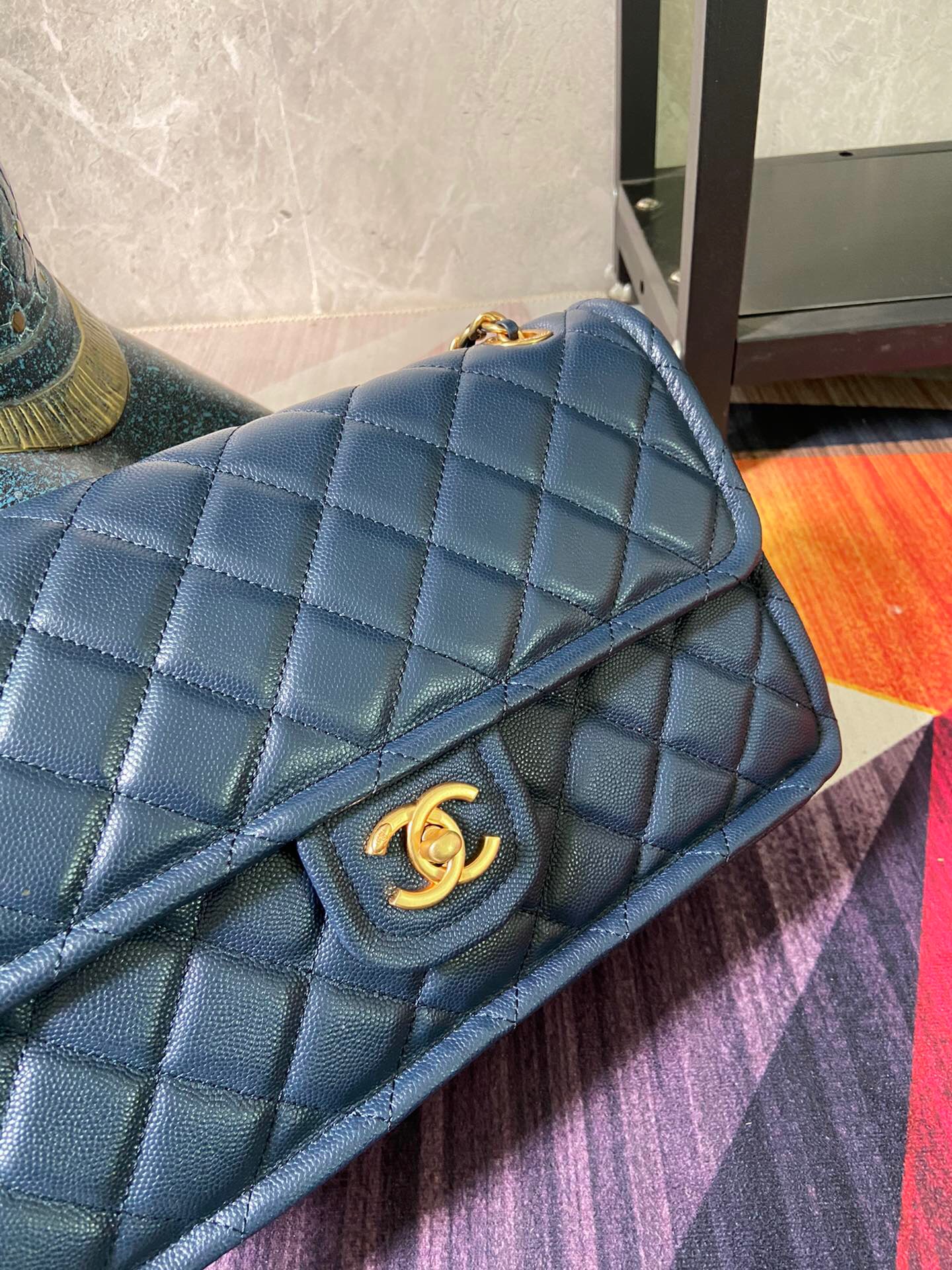 Chanel flap bag Grained Calfskin AS2358 Royal Blue