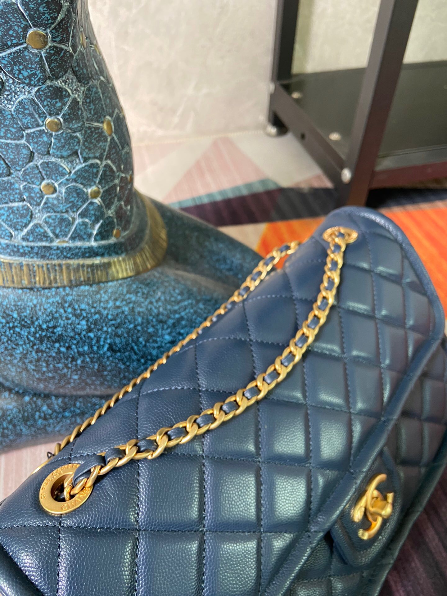 Chanel flap bag Grained Calfskin AS2358 Royal Blue