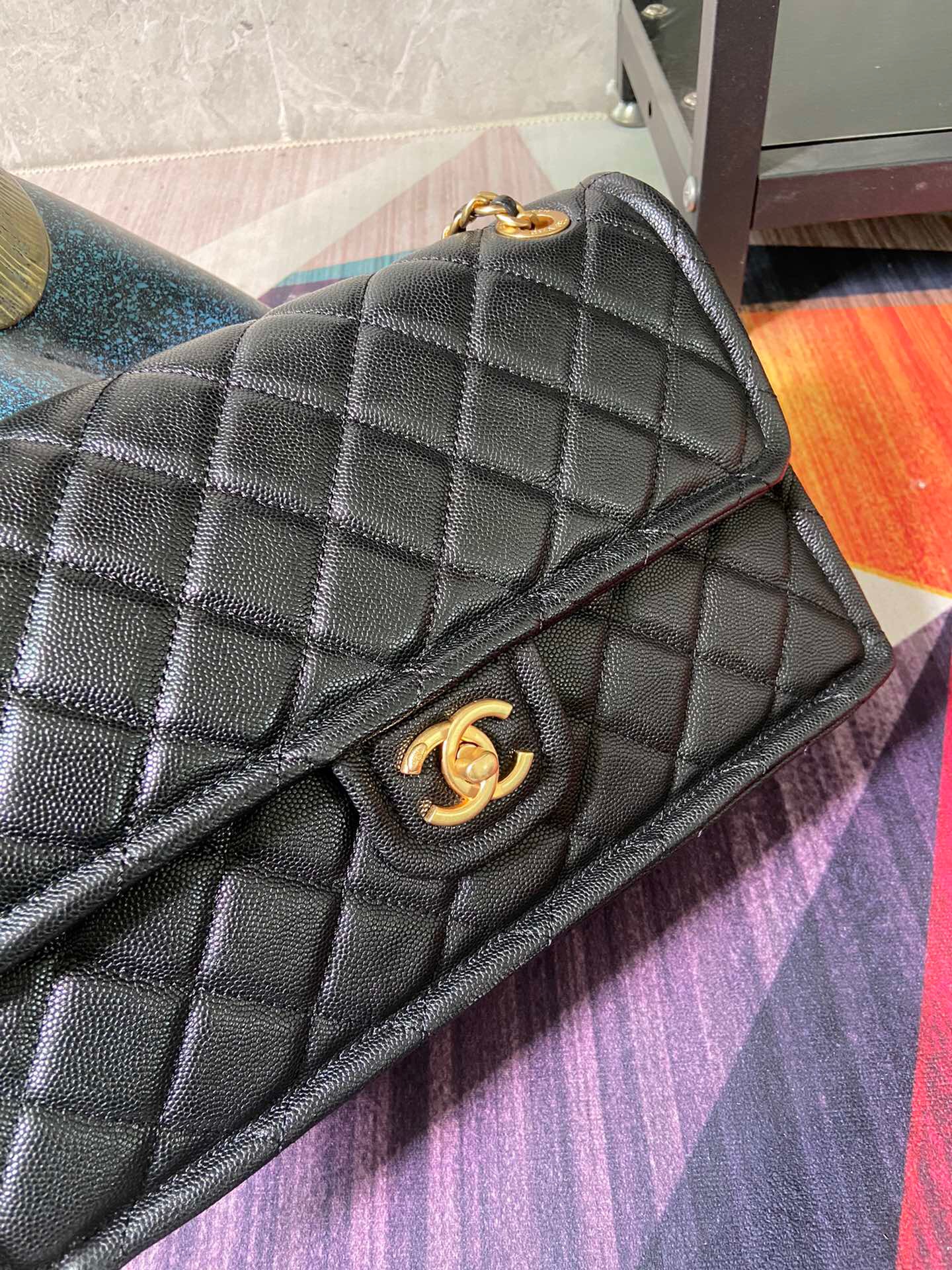 Chanel flap bag Grained Calfskin AS2358 black