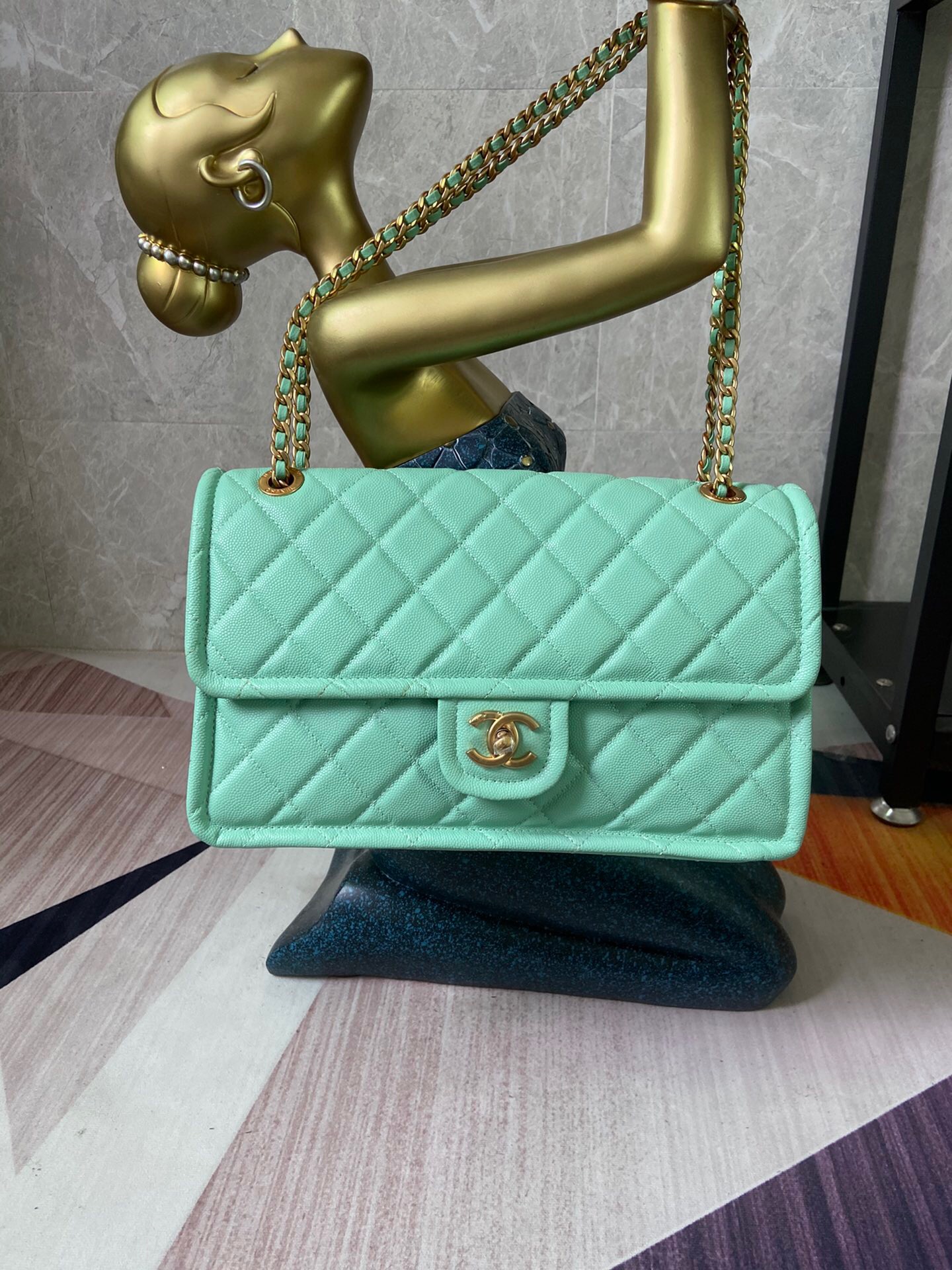 Chanel flap bag Grained Calfskin AS2358 light green