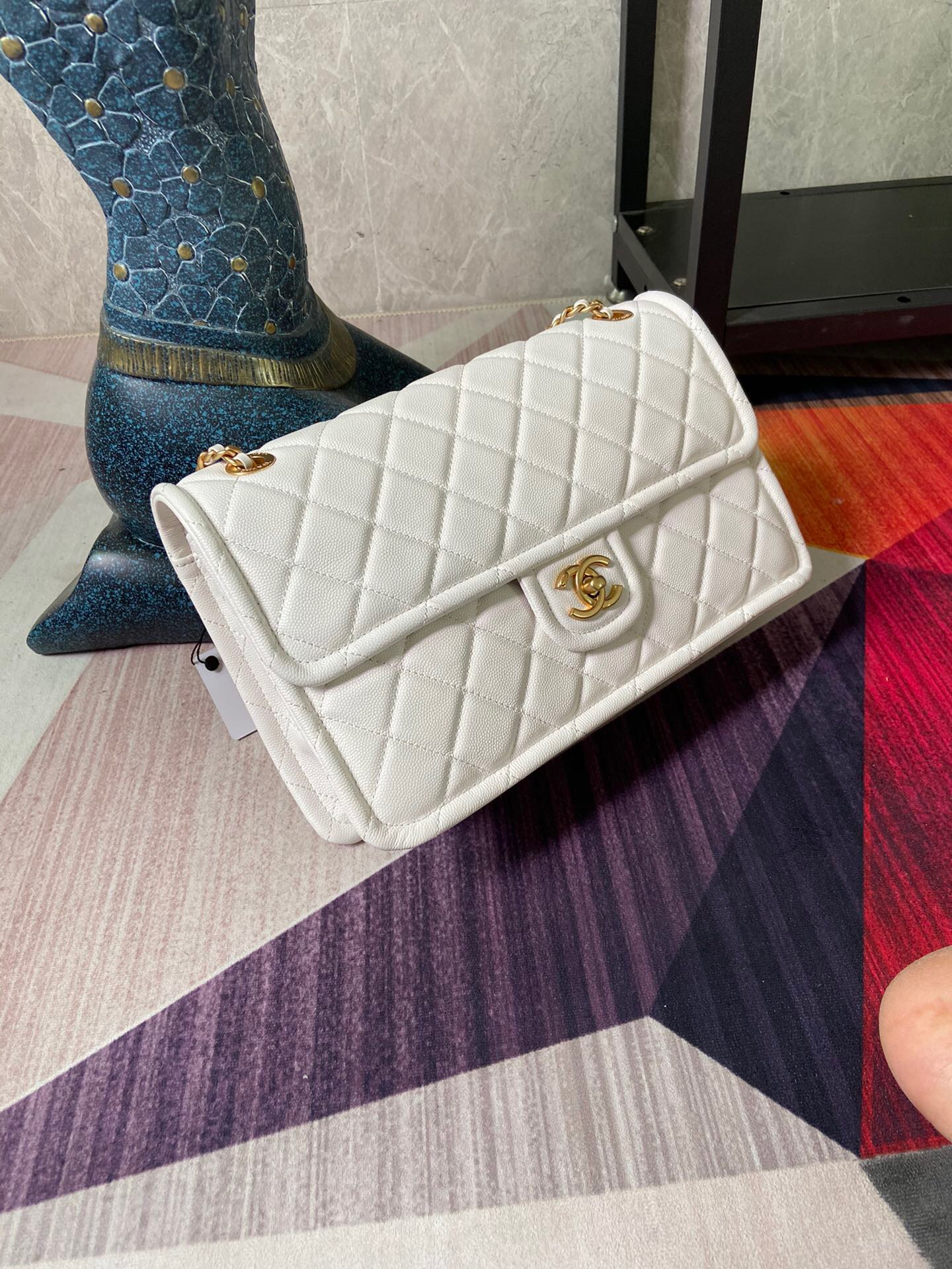 Chanel flap bag Grained Calfskin AS2358 white