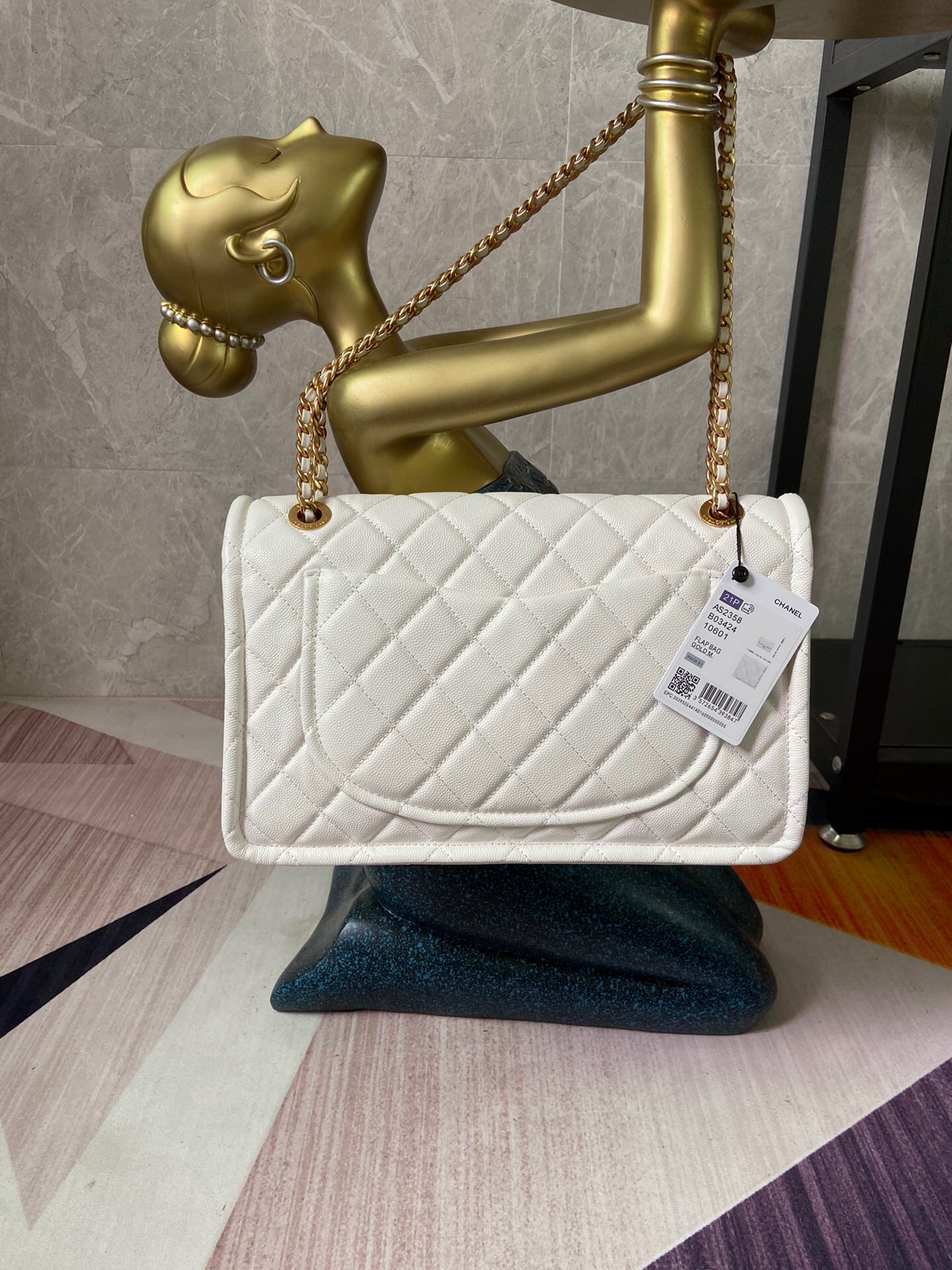 Chanel flap bag Grained Calfskin AS2358 white