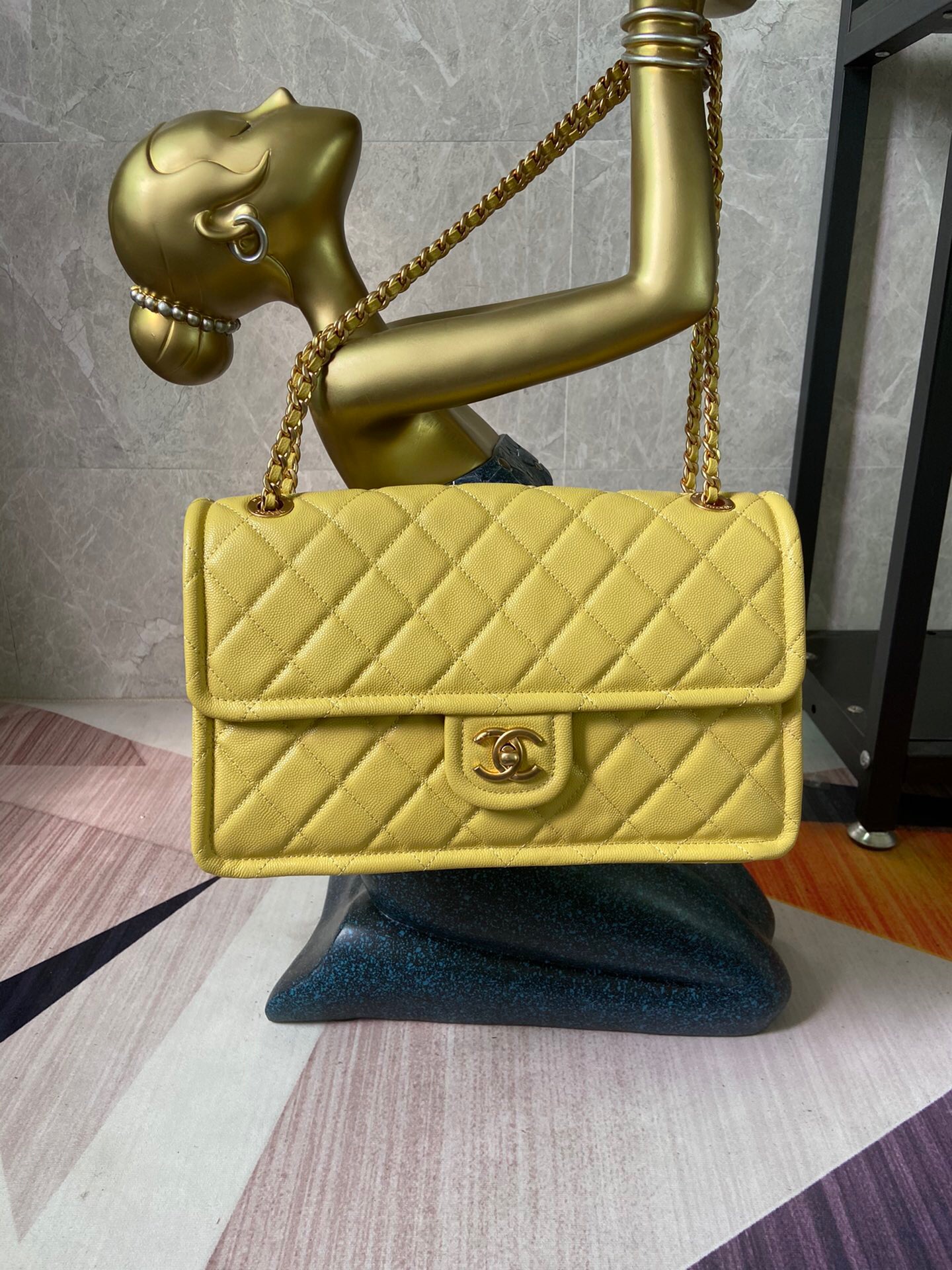 Chanel flap bag Grained Calfskin AS2358 yellow