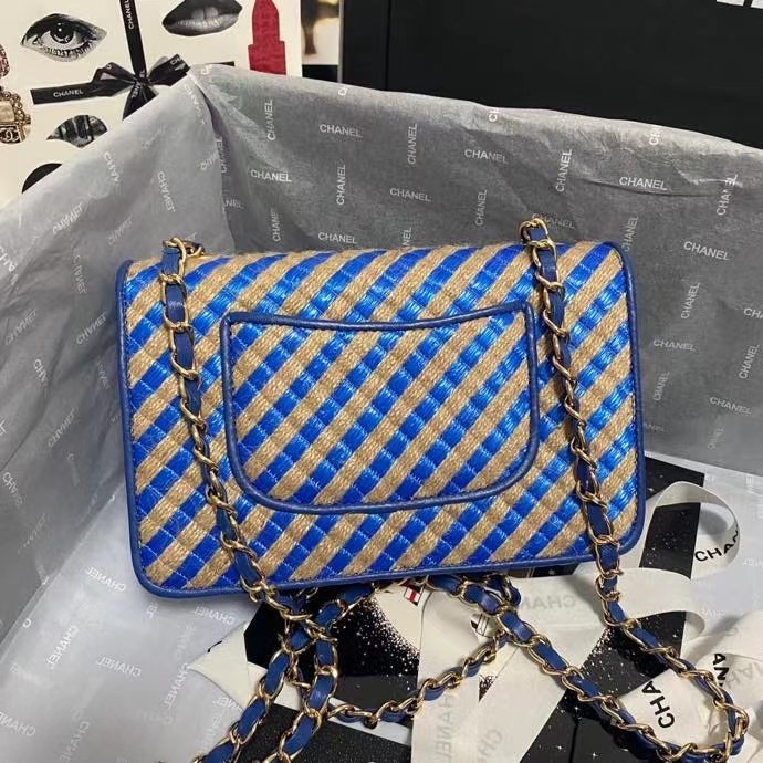 Chanel Flap Shoulder Bag Weave AS2418 blue