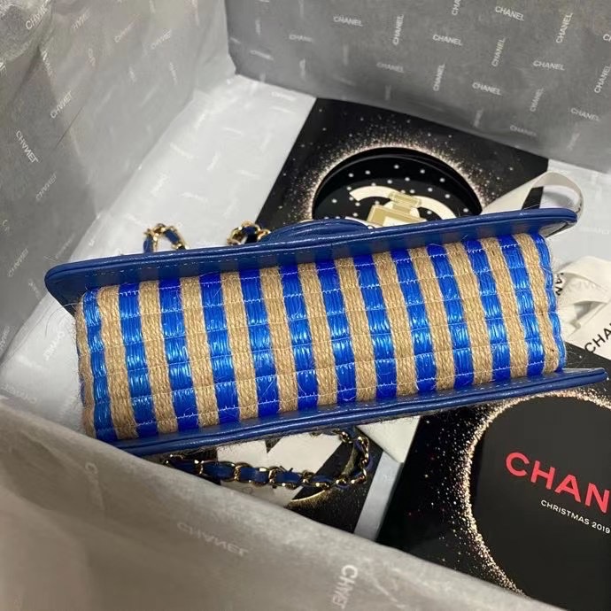 Chanel Flap Shoulder Bag Weave AS2418 blue