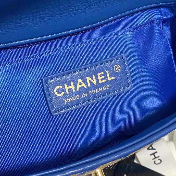 Chanel Flap Shoulder Bag Weave AS2418 blue