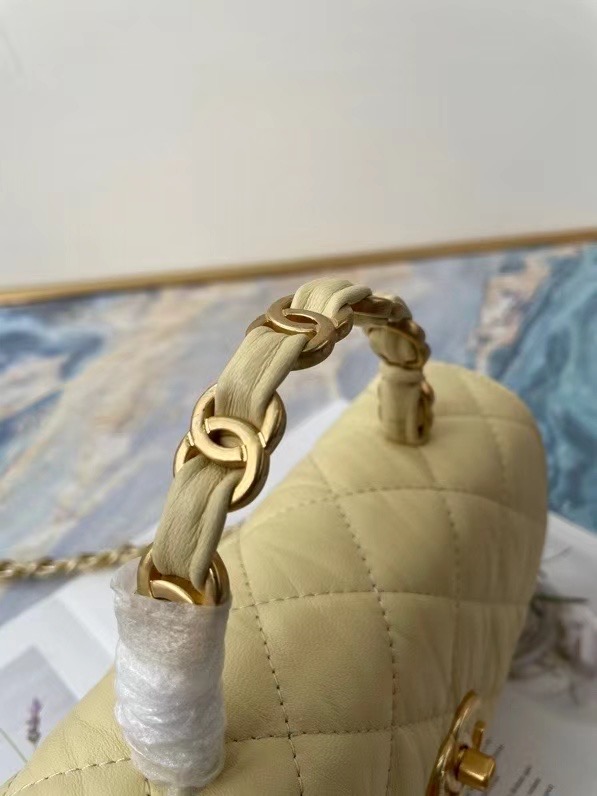 Chanel mini flap bag with top handle AS2477 Cream