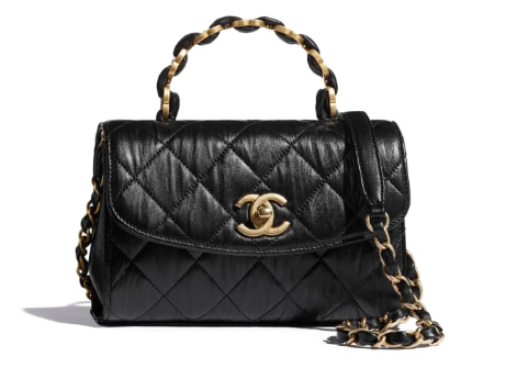 Chanel mini flap bag with top handle AS2477 black