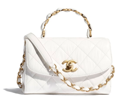 Chanel mini flap bag with top handle AS2477 white