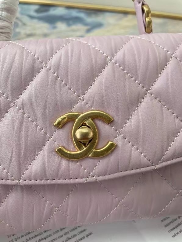 Chanel mini flap bag with top handle AS2477 purple